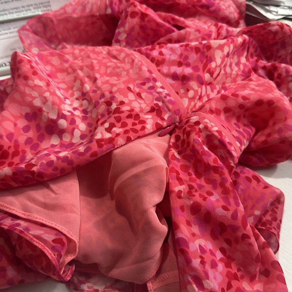 Ann Taylor silk blouse Pink Pattern Flowy v neck flattering top sz xl - Picture 8 of 11